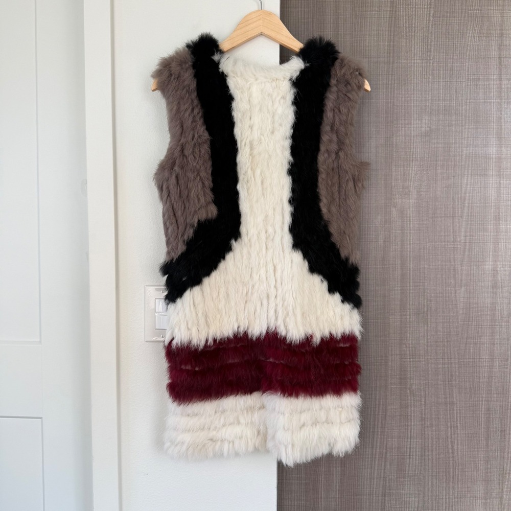NEW ELLIATT Multicolor Rabbit Fur Colorblock Vest Size Small - Picture 9 of 13